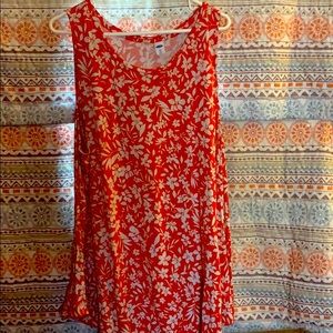 Orange with white flowers tank top